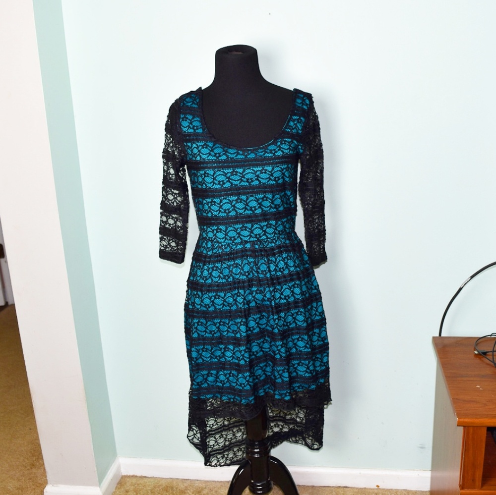 Trixxi Blue and Black Lace Dress